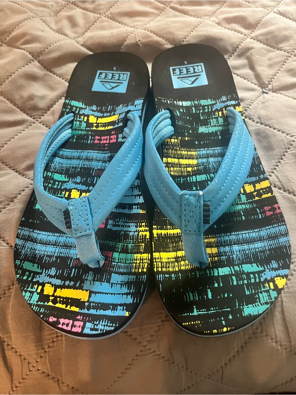 Reef Kids Blue Patterned Flip Flops